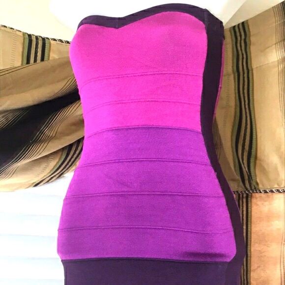 Multi Purple Bondage Dress | Bebe - Picture 5 of 12